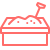 icon of an outlined children sandbox with a shovel on top of it